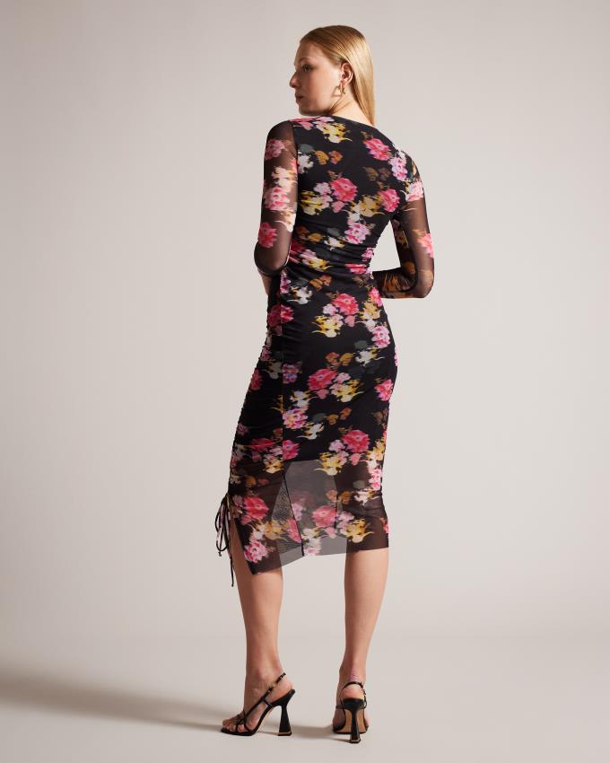 Peignoir Ted Baker Floral Bodycon With Drawcord Noir Femme | VUE-20870134